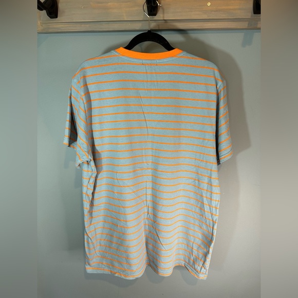 Forever 21 Men Take It Easy Embroidered Graphic Striped Crewneck Tee Orange/Blue - Picture 7 of 9